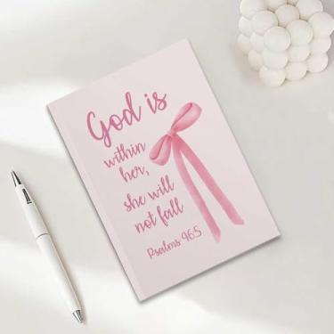 Imagem de Caderno com laço rosa, caderno A5 para anotações de escritório, agenda de 21 x 14,7 cm, agenda de viagem, 15