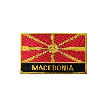 Imagem de Ruoming 1 PÇ Patch de bandeira multinacional bordado a ferro ou costurado em bordado tático militar nacional multinacional (Macedônia)