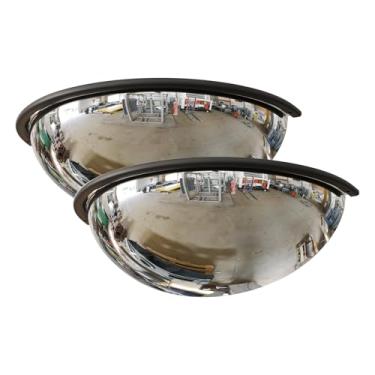 Imagem de Espelho de segurança de trânsito convexo de meia cúpula de acrílico – Espelho de segurança de ponto cego para entrada de automóveis e armazém de 180 graus para lojas de varejo, garagens, escolas e