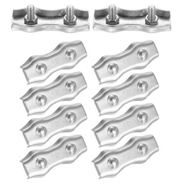 Imagem de PATIKIL 10 peças de clipes de corda de fio M5, clipes de corda de fio duplex de aço inoxidável 304 braçadeira de cabo de parafuso duplo para corda de 3/32" (4 mm) de diâmetro para cordões, varal de