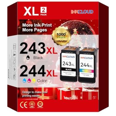 Imagem de Cartuchos de tinta de substituição PG-243 CL-244XL para Canon PG-243 CL-244XL 244XL Combo de cor preta para impressora Cannon Pixma TS3122 MX490 MX492 TR4522 TR4520 MG2922 MG2520 (1 preto, 1 tripla