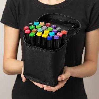 Imagem de Estojo com 48 Canetas Hidrográficas de Colorir, Pontas Macias, Tinta Vibrante, 36 Cores, com Zíper, 16x14x11 cm, +3 Anos