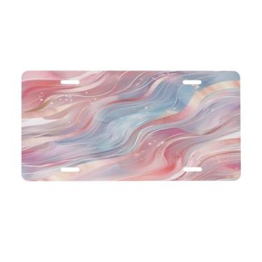 Imagem de Placa de licença abstrata de mármore rosa para placas de carro dianteiras de alumínio metal adequado para caminhão, placa de porta de carro, bar, café, acessórios automotivos para homens e mulheres 15