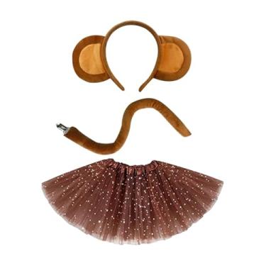 Imagem de kowaku Conjunto de orelhas e rabo de macaco para crianças, tiara de orelhas de macaco para fantasias de baile de máscaras.