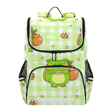 Imagem de Joisal Girls Backpack for Kids Lightweight Back to School Bag Personalized Modern Book Bag Toddler Elementary Backpack for Boys Cute Green Frog Bee