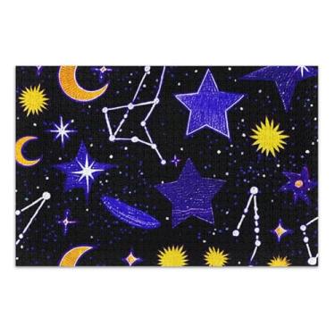 Imagem de Quebra-cabeça para adultos 1000 peças presentes elefante branco engraçado natureza quebra-cabeça floral paisagem colorida celestial estrelas espaço preto, 75 x 40 centímetros
