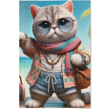 Imagem de Quebra-cabeça de gato fofo engraçado gatinho adulto 500 peças presentes engraçados tecnologia jogos família divertido quebra-cabeça personalizado animal impressão arte decoração, 52 cm x 37,8 cm