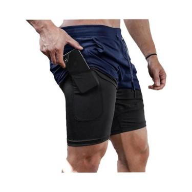 Imagem de Shorts de Corrida de Compressão 2 em 1 Masculino - Ideal para Academia