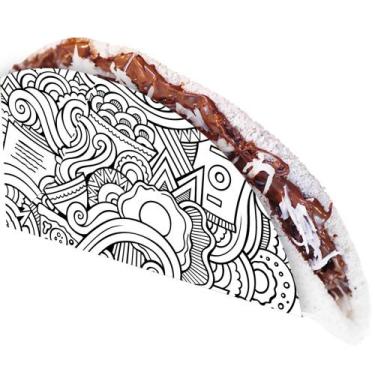 Imagem de Caixinha Embalagem Pastel ou Tapioca 200un Branco e Preto - Pdv Print