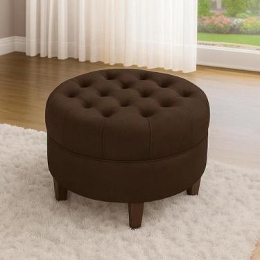 Imagem de Puff Redondo Capitonê Amsterdã Decorativo Moderno Suede Para Sala Esta