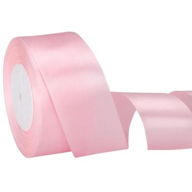 Imagem de EUSOAR Fita rosa, 1 rolo de 3,8 cm x 25 m, fita de cetim de tecido, fitas de seda para artesanato, embrulho de presente, buquês de flores, convites, festa de casamento, decoração de cabelo, laços