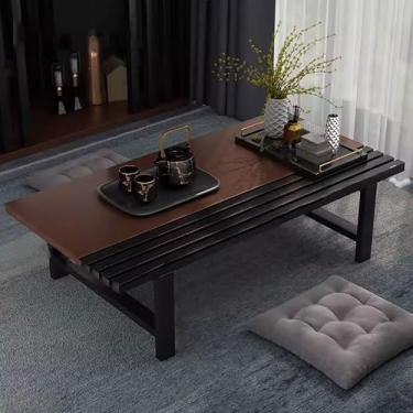 Imagem de Mesa de jantar japonesa para chão sentado de metal, mesa baixa pequena de ferro de luxo leve, moldura de aço carbono resistente, para decoração de sala de estar, tatami, sala de chá (cor: cereja