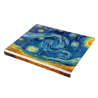 Imagem de SEHANY Tábua de corte de acrílico Van Gogh's Starry Night com borda de balcão, 34 x 42 cm, placa de corte transparente antiderrapante para bancada de cozinha, perfeita para pão, frutas e vegetais