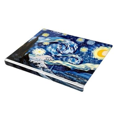Imagem de SEHANY Tábua de corte de acrílico Van Gogh's Starry Night com borda de balcão, 34 x 42 cm, placa de corte transparente antiderrapante para bancada de cozinha, perfeita para pão, frutas e vegetais