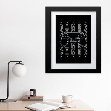 Imagem de Quadro Gamer Controle Preto E Branco - 60X48Cm