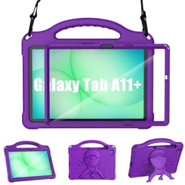 Imagem de Sanyetral Capa infantil para tablet Samsung Galaxy Tab A11 Plus 2026/A9 Plus 2023 de 11 polegadas, Galaxy Tab A11+/A9+ com protetor de tela, alça à prova de choque com alça de ombro - roxa