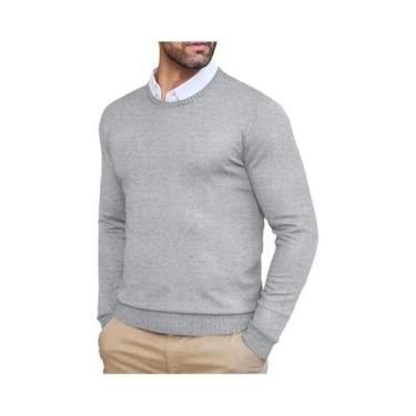 Imagem de Suéter Masculino Slim Fit Leve Com Gola Redonda, Moda Casual De Outono