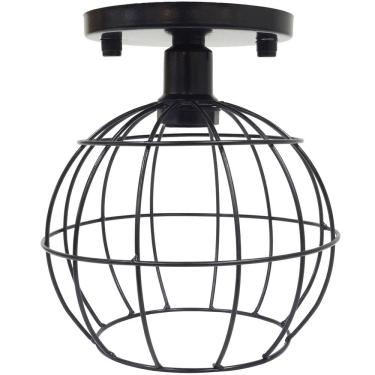 Imagem de Lustre Teto Plafon Industrial Aramado Globo Retrô Luminária Sobrepor Vintage Preto Agp Ilumini