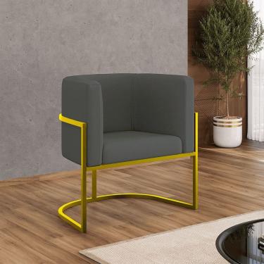 Imagem de Poltrona Veludo Decorativa Lua Recepção Base de Ferro Gold