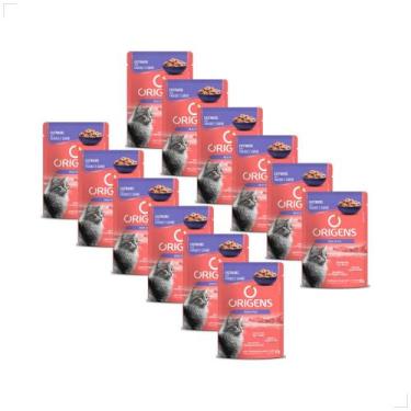 Imagem de Kit 12 Ração Sachê Origens Gato Adulto Filhote Castrados 85g, Frango e