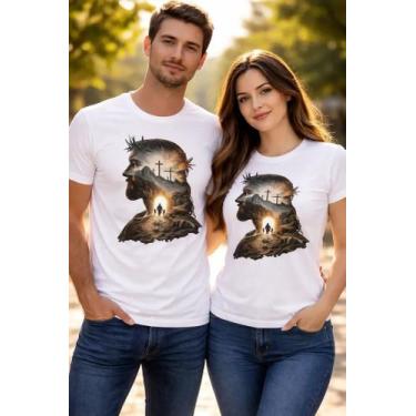 Imagem de Kit 2 camisetas jesus Cristo casal cristão gospel namorados noivos - D
