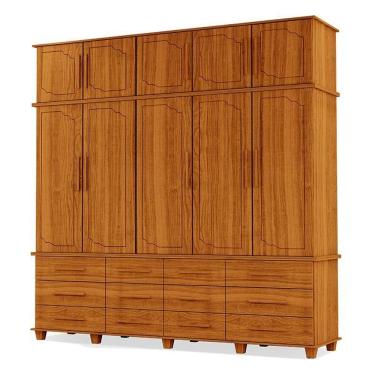 Imagem de Guarda Roupa Casal Berlim 10 Portas 12 Gavetas MDP-MDF Freijó Fosco Luapa Móveis