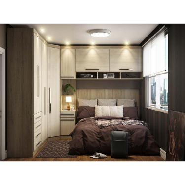 Imagem de Guarda Roupa Casal de Canto Master 4 Portas Bater MDP Avelã Rústico-Ártico Rústico Luciane Móveis