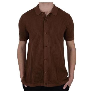 Imagem de Camisa Masculina Reserva MC Gola Polo Tricot Marrom - 0101-Masculino