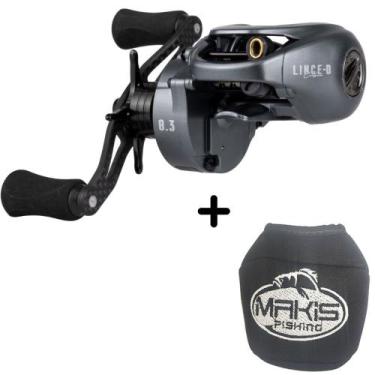 Imagem de Kit Carretilha Lince Carbon Com Capa Protetora Ideal Para Pesca Esport