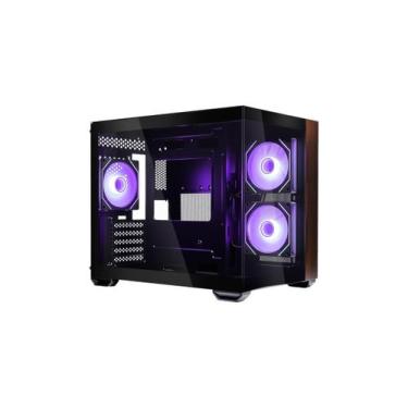 Imagem de Gabinete Cooler Master Elite 481 Wood Preto Vidro Panoramico 3 Fans Ar
