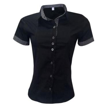 Imagem de Camisa Social Feminina Manga Curta Preta - Lojas Vicenttino, G