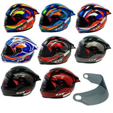 Imagem de Capacete De Moto Gt Racing Fw3 C/ Aerofólio Viseira Fumê, 58, Prata Ca