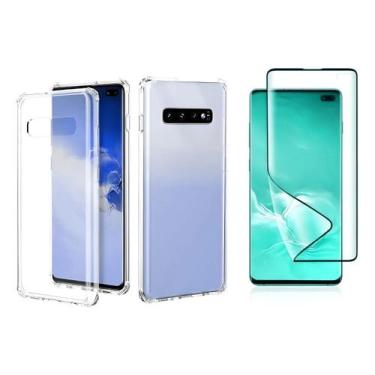 Imagem de Kit Capa Transparente Samsung Galaxy S10 Plus Anti Choque + Película d