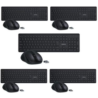 Imagem de Kit Teclado e Mouse Intelbras CSI50 Sem Fio Preto - 5 Unidades