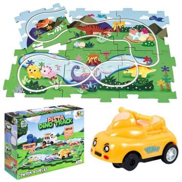 Imagem de Pista Dinossauro Carrinho A Pilha + Quebra-Cabeça 6 Peças Dino Track I