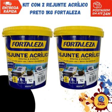 Imagem de Rejunte Acrílico Preto 1Kg - Fortaleza - Kit com 2 unidades