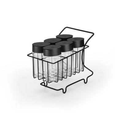 Imagem de Porta Temperos Bancada Carrinho 7Pçs Preto Arthi