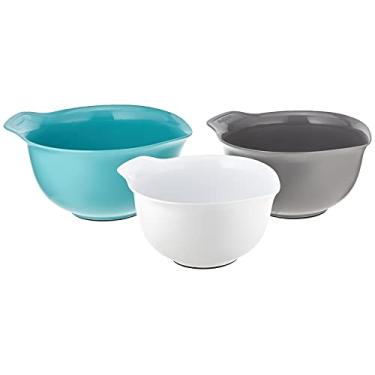 Imagem de Tigela de silicone KitchenAid, kit com 3, branco/azul/cinza