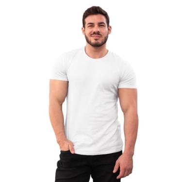Imagem de Camiseta Masculina Básica Branca Algodão Premium (GG, Branca)