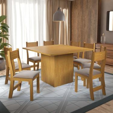 Imagem de Conjunto para Sala de Jantar com 8 Cadeiras Vibe Viero Marrom/Flaxen