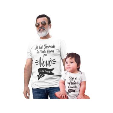 Imagem de Camiseta Body Meu Primeiro Dia Dos Pais Com Meu Vovô Neta Kit 2 Branca