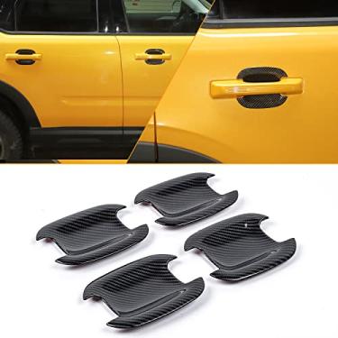 Imagem de Para Ford Bronco Sprot 2021 2022 + Protetor de arranhões para maçaneta externa da porta do carro para Ford Bronco 2021 2022 (fibra de carbono preta, ABS, conjunto de 4 peças)