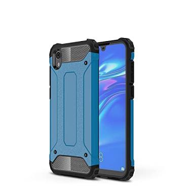 Imagem de WANRI Capa protetora de telefone compatível com Huawei Y5 2019/Honor 8S Case TPU + PC Bumper Dupla camada à prova de choque híbrida capa robusta protetora híbrida (Cor: azul)