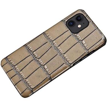 Imagem de TTUCFA para Apple iPhone 12 (2020) capa de telefone traseira de 6,1 polegadas, capa de telefone de couro à prova de choque com forro de flocagem, cáqui (cor: camelo)