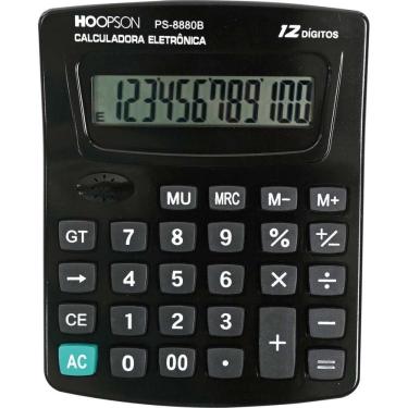 Imagem de Calculadora de Mesa 12DIGITOS pilha/solar Preta