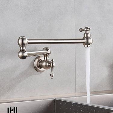 Imagem de Torneira de parede preta cromada única torneira de água fria 360 bico giratório torneira de lavagem dobrável pescoço torneira da cozinha do banheiro, A4