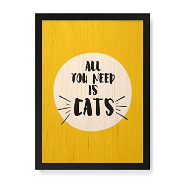 Imagem de Arte Maníacos Quadro Decorativo em Madeira All You Need Is Cats - 23x16,25cm (Moldura caixa em laca preta)