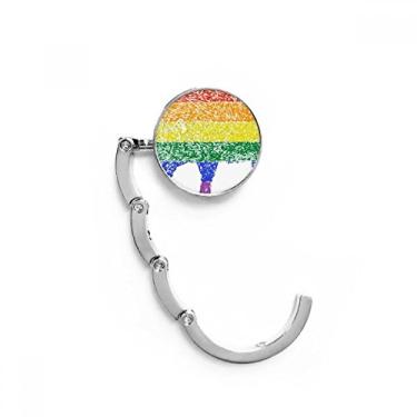 Imagem de Gancho de mesa de porco lésbico gay arco-íris LGBT com fecho decorativo e gancho dobrável