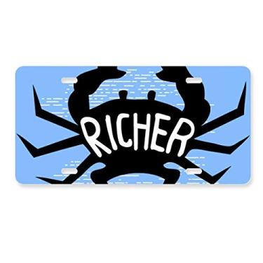 Imagem de DIYthinker Placa de licença com desenho de animal de caranguejo preto decoração placa de carro etiqueta de aço inoxidável