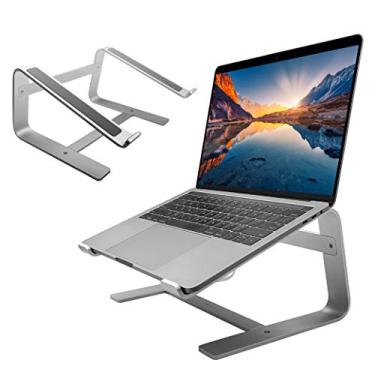 Imagem de Macally Suporte de laptop de alumínio para mesa – funciona com todos os MacBook/Pro/Air e laptops entre 25.4 cm e 43.9 cm – Suporte para laptop elegante e resistente – (ASTAND), alumínio prateado